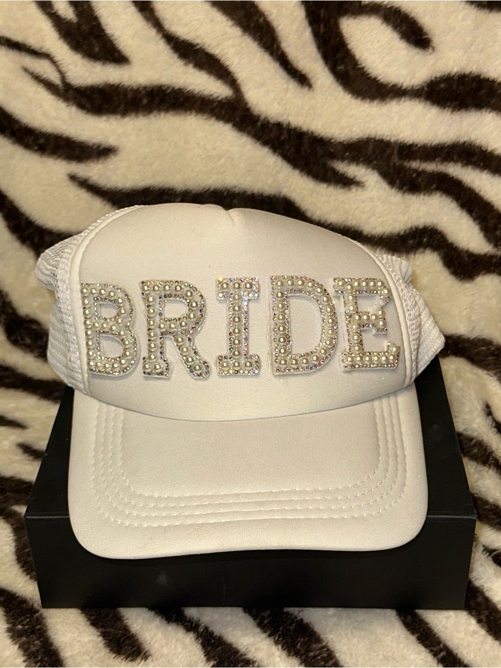 Rhinestone 'BRIDE' White Trucker Hat